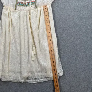 Flying Tomato Mini Dress Sheer Lace Womens Small Boho Tassel Peasant Embroidered thumbnail 7