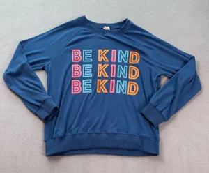 Be Kind Sweatshirt Womens M Blue Crew Neck Long Sleeve Pullover Pride Rights Lgb thumbnail 1