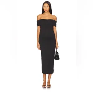 Bumpsuit Bianca Midi Maternity Dress Black thumbnail 3