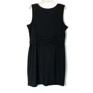 Black Faux Wrap Ruched Cocktail Dress XL Figure Flattering Stretch LBD thumbnail 8