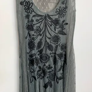 BIYA Darya Mesh Grey Embroidered Dress Womens XS Johnny Was thumbnail 6