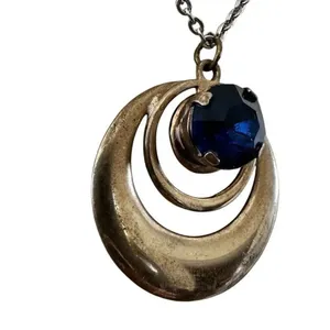 Silver tone blue pendant necklace thumbnail 5