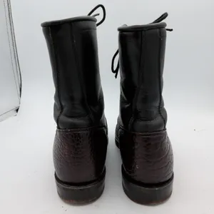 Justin Exotic Leather Packer Roper Boots Women Brown Leather Lace Kiltie 8 B USA thumbnail 5
