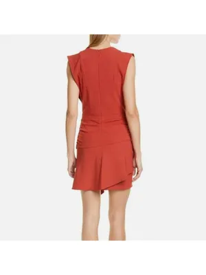 BA&SH Jess Terracotta Asymmetrical V-neck Mini Dress S thumbnail 3