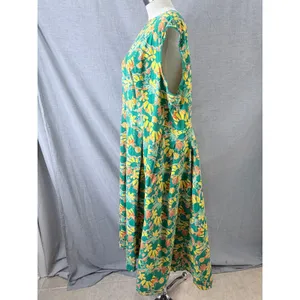 Bright and Beautiful Midi Dress Green Floral Sunburst Mod Retro Plus 24 thumbnail 6