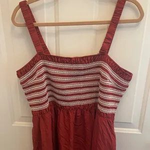 BTFBM Rust Red Smocked Tiered Midi Dress‎ XXL Boho Square Neck Sleeveless thumbnail 3