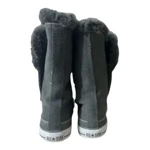Converse Beverly Boots Grey Suede Women Size 6.5 Leather Winter Faux-Fur Collar thumbnail 7