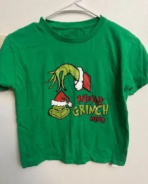 Dr. Seuss Merry Grinchmas Green Graphic T-Shirt Short Sleeve Christmas Holiday Top (G) thumbnail 1