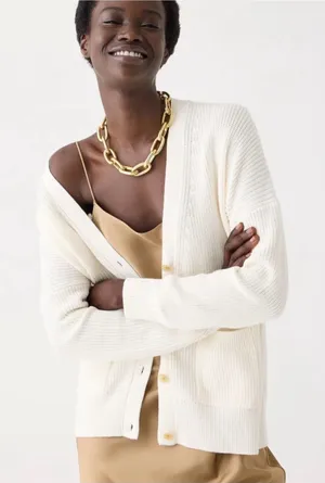 J.Crew V-Neck Cardigan in Ecru thumbnail 1