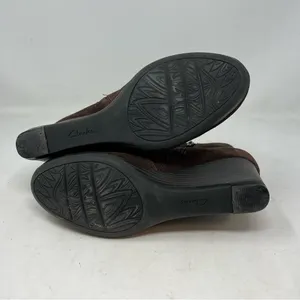Clarks Crystal Quartz Brown Suede Wedge Ankle Boots Side Zip Womens 9M thumbnail 4