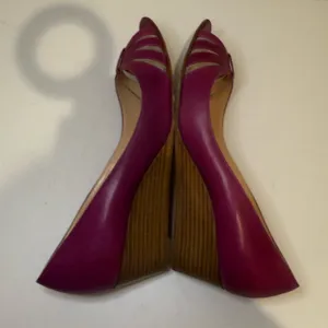 CHRISTIAN LOUBOUTIN Vintage Y2K Fuchsia Purple Peep-Toe Wedges Mesh Cutouts 40.5 thumbnail 6