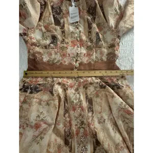 Miss Rosier the Fabienne Neutral Floral Print Mini Dress Size Medium Buttons thumbnail 10