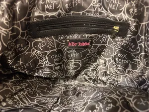 Vintage Black & White Stripe Tote with Large Pink Bow thumbnail 3