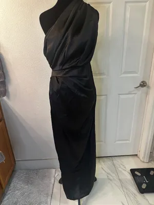 Petal & Pup Maxi Dress Black Nadia One-Shoulder Satin 6 thumbnail 11