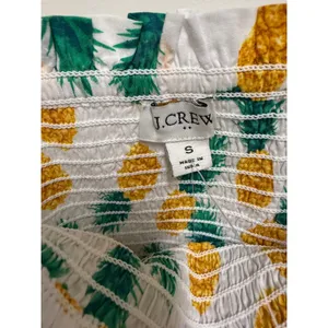 J.Crew Factory S Pineapple Smocked Tie Shoulder Peplum Tank Top White thumbnail 9