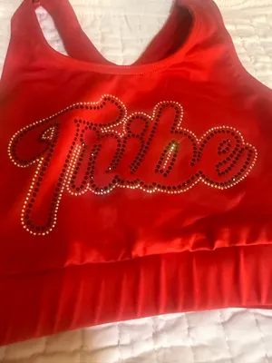Varsity Spirit Tribe Rhinestone Sports Bra Cheer Crop Top Adult Medium thumbnail 2