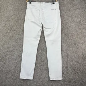 7 For All Mankind Jeans Women 26 White Low Rise Straight Y2K Made USA Button Fly thumbnail 3