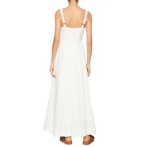 NWOT Farm Rio Stretch Linen Blend Cami Maxi Dress Size M Classic Off White thumbnail 6