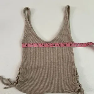 Urban Outfitters Project Social T Ribbed Knit Tank Women’s Small Beige Tie Side thumbnail 4