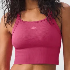 Alo Yoga Seamless Ribbed Favorite Bra Tank Pink Summer Crush S thumbnail 1