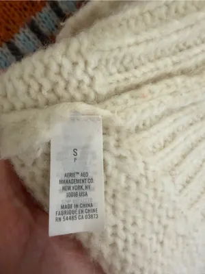 Aerie Fair Isle Nordic‎ Chunky Knit Sweater Cream Small Cozy Oversized thumbnail 7