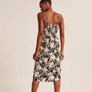 Abercrombie & Fitch Black Pink Floral Tie Front Midi Dress Size S Adjustable thumbnail 2