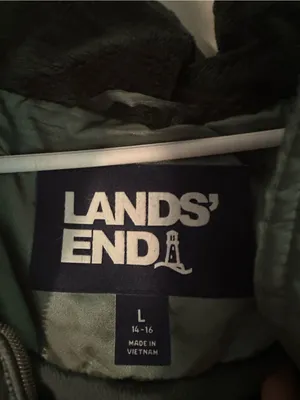 Land’s End plush puffer coat metallic green thumbnail 3