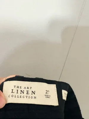 Abercrombie & Fitch A&F Linen Collection High Rise Tailored Shorts Black 27 thumbnail 6
