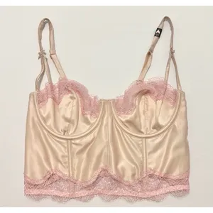 Victoria's Secret Satin Lace Corset Bustier Top Champagne Pink 38DD‎ Underwire thumbnail 3
