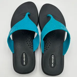 NEW Okabashi Womens ML 8/9 Flip Flop Thongs Sandal Blue Arch Support Made in USA thumbnail 1