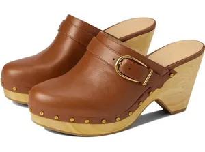 NWOB Veronica Beard Women Hendrix Clog Brown Hazelwood Buckle Leather Mule 10 thumbnail 1