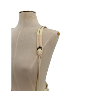 Free People Plaid Breeze Suspender Mini Skirt‎ Dress Yellow Linen Blend Size 4 thumbnail 6