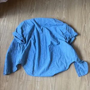 Zara Light Blue Denim Button-Down Shirt thumbnail 3