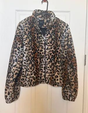 Forever 21 Leopard Print Teddy Jacket - Brown/Black/Cream thumbnail 1