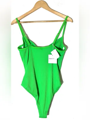 Kulani Kinis Neon Green Ribbed One piece Swimsuit Size XL NWT thumbnail 3