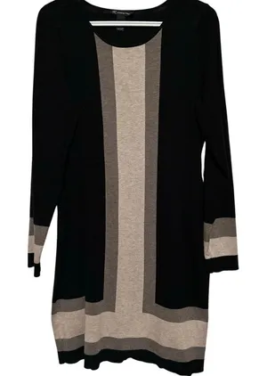 INC International Concepts Women's Black Gray Long Sleeve Sweater‎ Dress Size XL thumbnail 1
