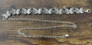 Silver Y2K Butterfly Fairycore Waist Chain Belt, Fits 13 to 35 Inches, X7GA1370 thumbnail 1