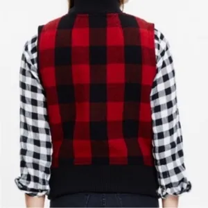 EUC Madewell Buffalo Plaid Sherpa Lined Zip Front Vest Size XS thumbnail 2