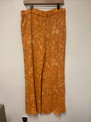 WONDERLY Yellow-Orange Floral Wide-Leg Pants Size XL thumbnail 6
