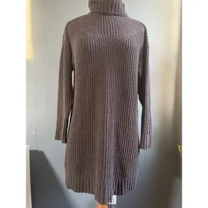 American Eagle Charcoal Grey Ribbed Turtleneck Sweater Dress Midi‎ Length Size M thumbnail 4