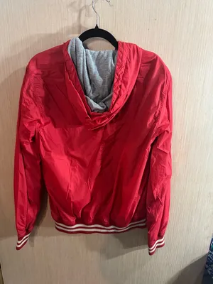 Women’s LOGG by H&M Red Hooded Zip-Up Bomber Jacket Size Medium thumbnail 4