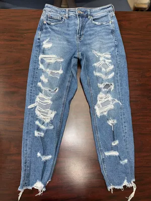 American Eagle Stretch Distressed Mom Jeans Size 4 X-Short thumbnail 1