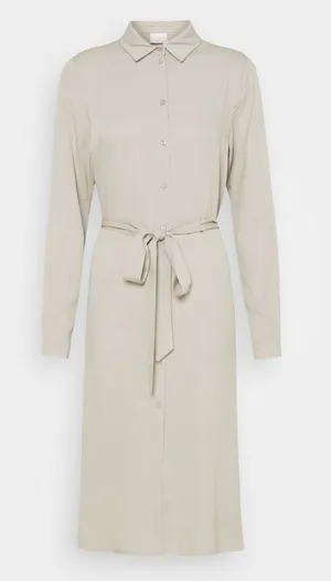 NWT Vila Vidania Gray Belted Shirt Dress MIDI 40 Front Button Spring Work Party thumbnail 1