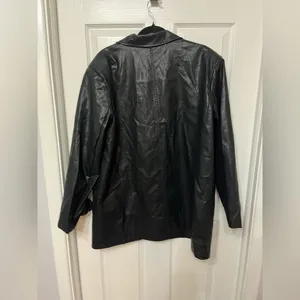 NASTY GAL Oversized faux Leather single‎ breasted Blazer black size 10 thumbnail 7