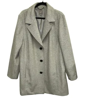 J.Jill Wool Blend Coat‎ XL Gray Classic Button Front Jacket Minimalist thumbnail 1