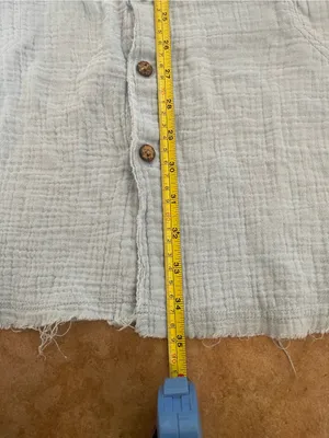 Light Blue Button-Front Midi Dress with Frayed Trim thumbnail 6