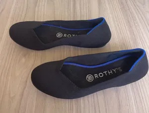 Rothy's Black Flats with Blue Trim thumbnail 1