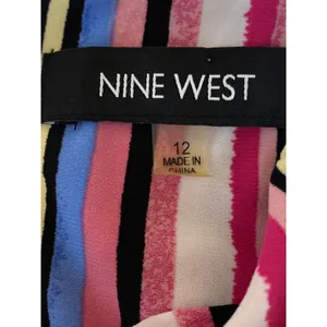 Nine West Multicolor Pink Sleeveless Striped Round Neck Mini A Line Dress Sz 12 thumbnail 5