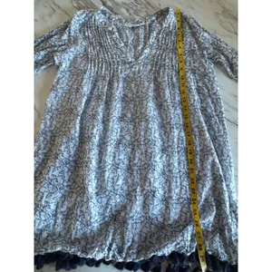 Roller Rabbit Womens XS Blue White‎ Floral Cotton Tunic Top Coastal Preppy thumbnail 4