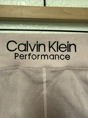 CALVIN KLEIN PERFORMANCE High-Rise Ribbed Bike Shorts - Dusty Pink Size Large thumbnail 3